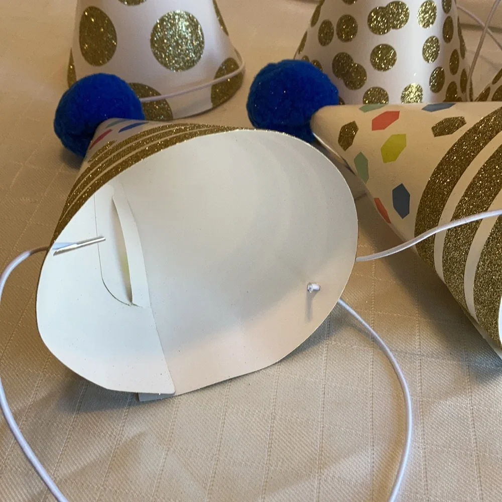 birthday party hats pompoms fancy set/5 paper retro vibe hats